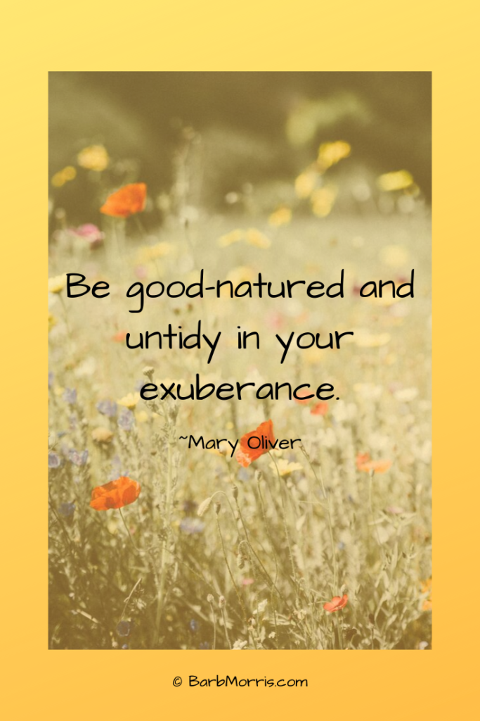 Be good-natured and untidy in your exuberance. ~Mary Oliver