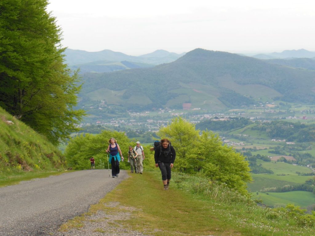 Pilgrims leaving St. Jean Pied de Port on the Camino de Santiago